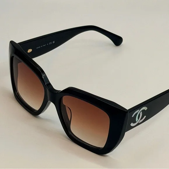 CHANEL | Accessories | Chanel Black Sunglasses With Brown  display picture 3